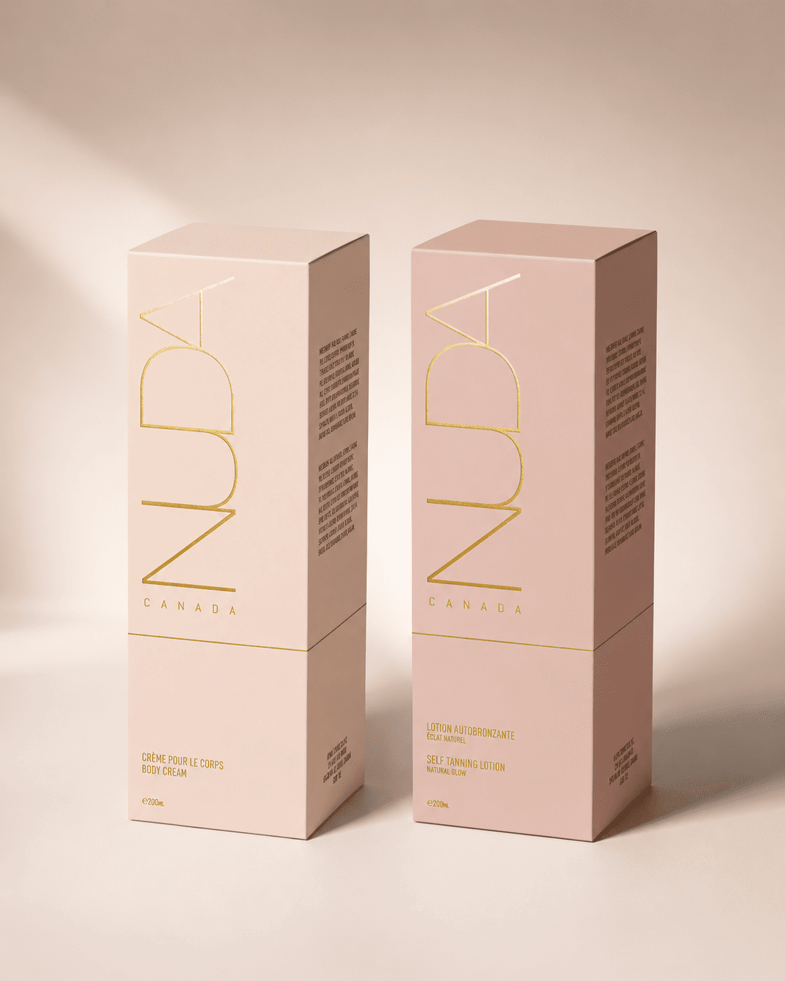 Custom lotion boxes with gold foil branding for body cream and self-tanning skincare brands