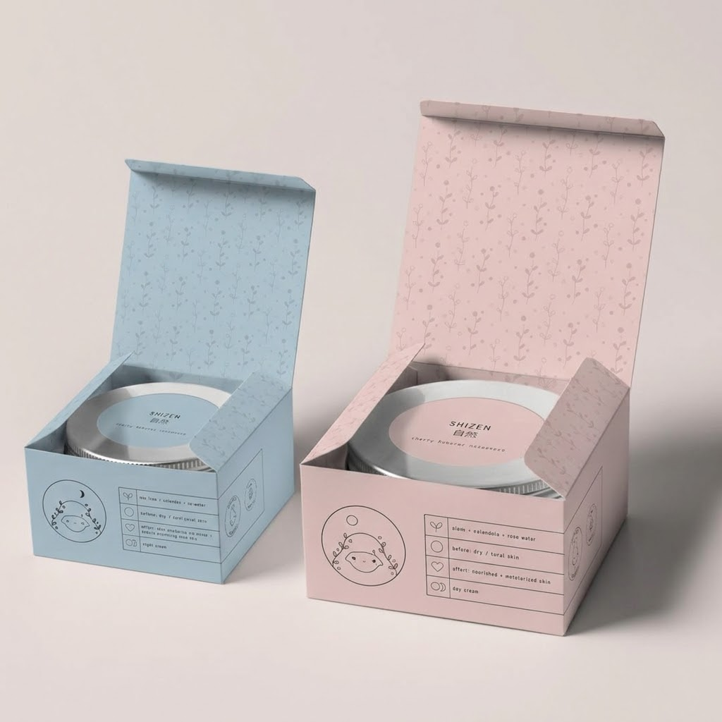 Custom cream boxes with foil stamping and soft-touch lamination for face cream brands