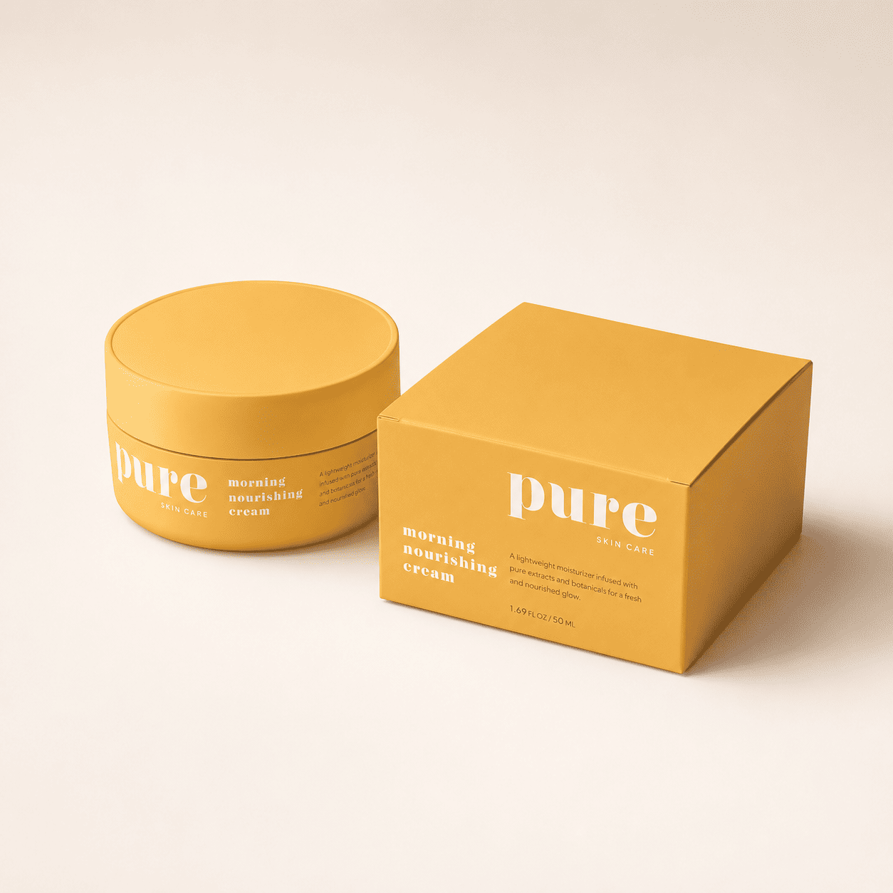 Wholesale cream boxes in a bold single color with a matching jar for minimalist moisturizer brands across the USA