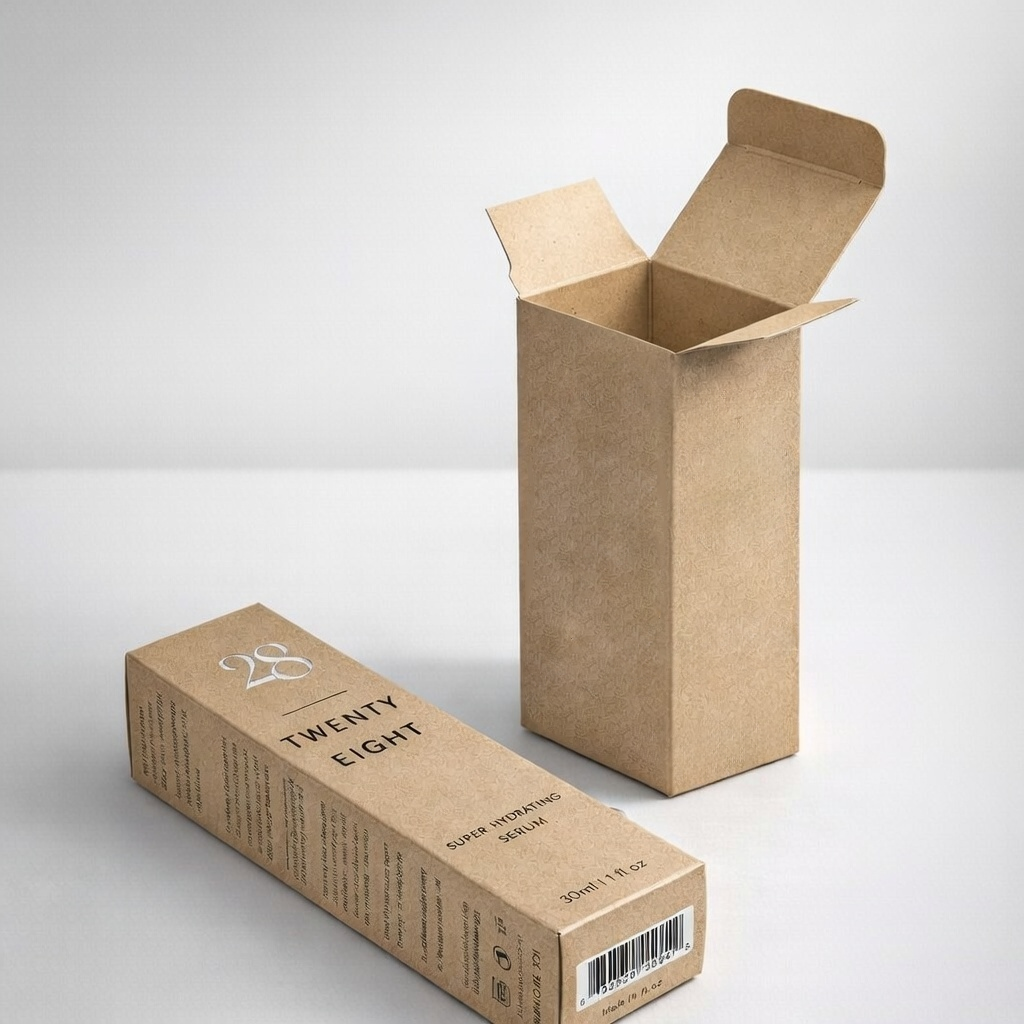 Custom serum boxes manufactured in the US with custom printing and eco-friendly kraft material options